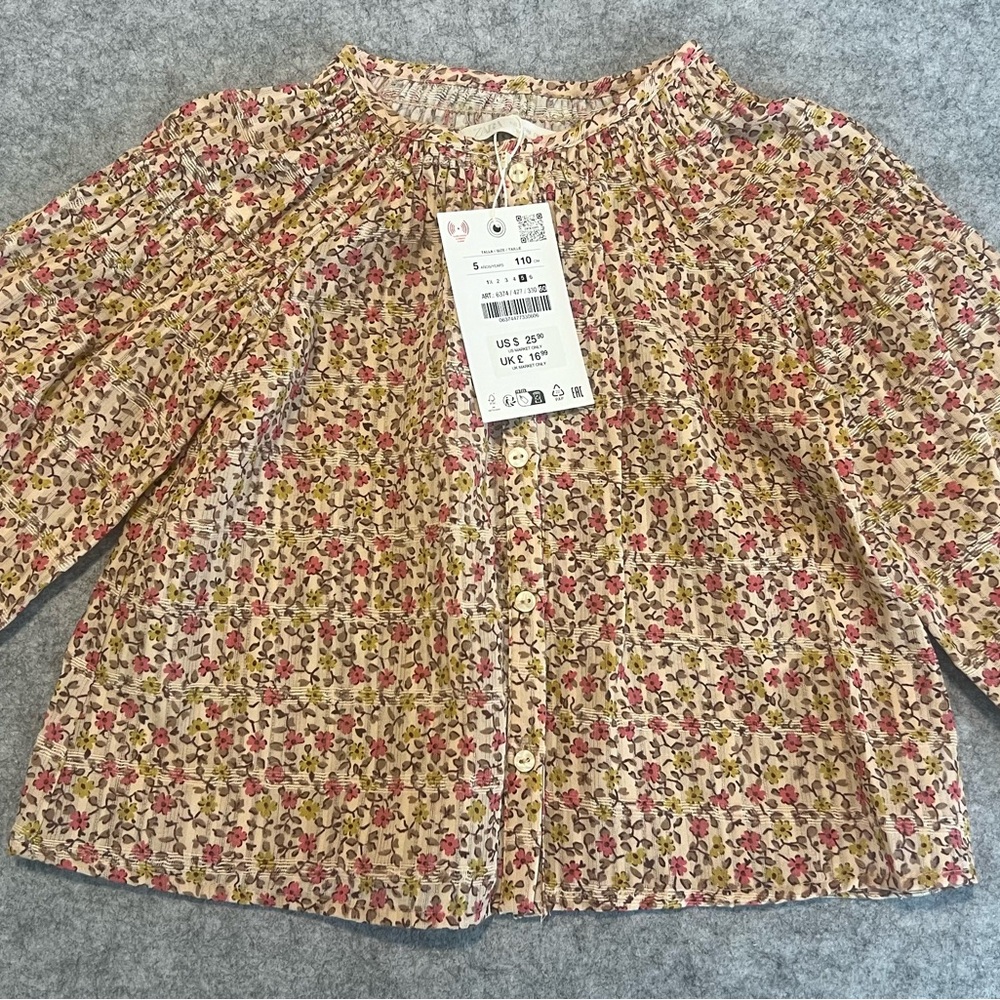 NWT Zara floral blouse size 5
